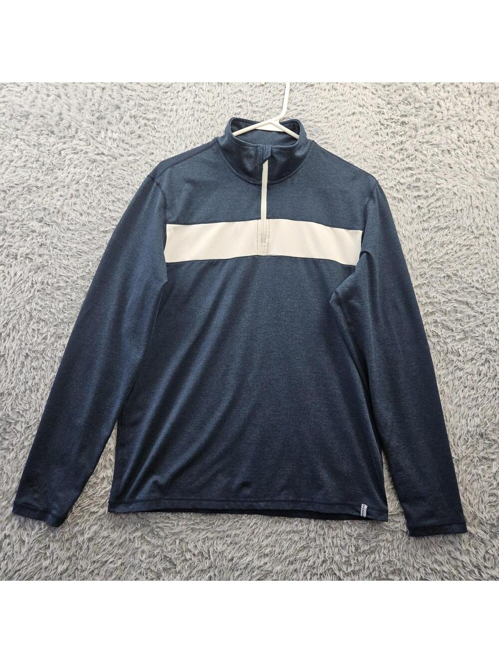 Marine Layer Weekend Sport 1/4 Zip Pullover Sweatshirt Med. Blue *Cuff